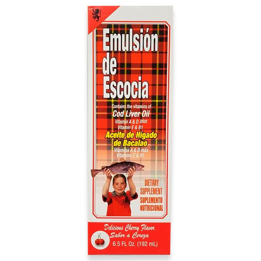 Emulsion De Escocia Cod Liver Oil With Vitamin E and B1 Cherry 6.5 oz